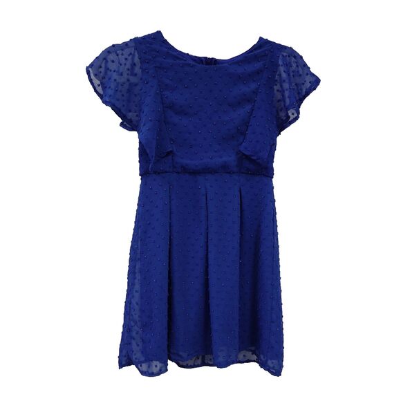 Poppies and Roses Dress Girls Medium Blue Easter Formal Wedding Spring Church - Picture 1 of 9